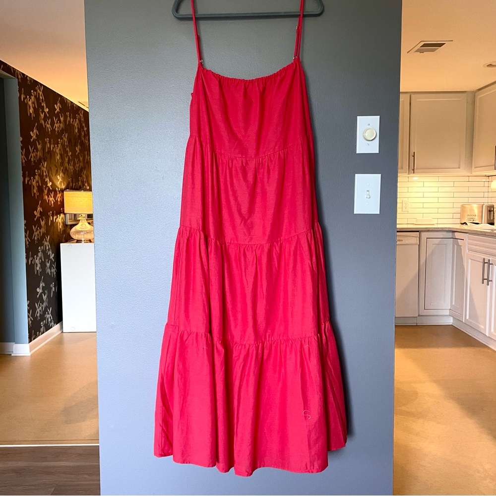 Anthropologie Charlie Holiday Jenna Linen Blend Maxi Dress Oversize Size 10 NWT - Picture 6 of 14